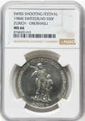 1984 Switzerland Silver 50 Francs Swiss Shooting Festival Zurich-Oberhasli NGC MS66