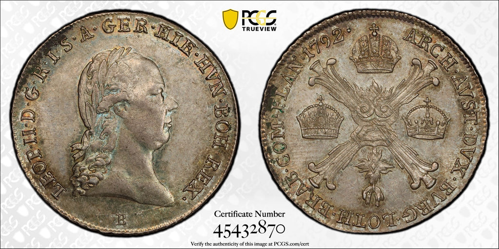 1792-B Austrian Netherlands 1/4 Kronentaler PCGS MS63 – Leopold II