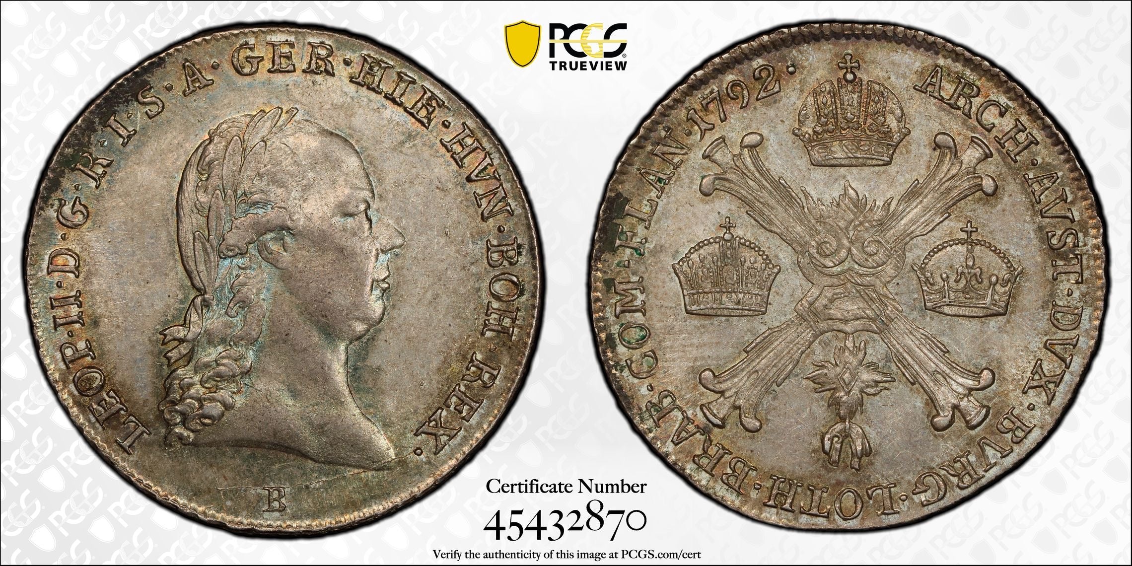 1792-B Austrian Netherlands 1/4 Kronentaler PCGS MS63 – Leopold II