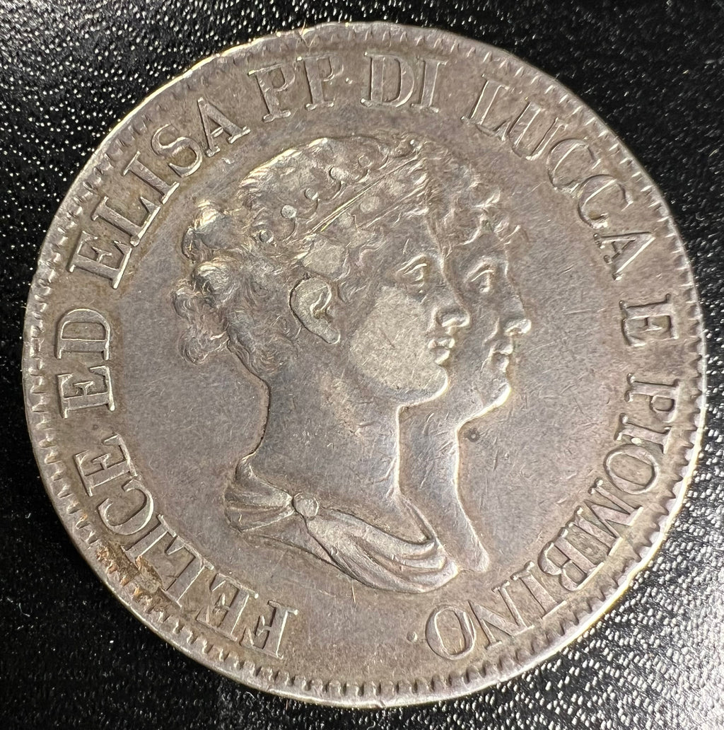 1807 Lucca and Piombino Silver 5 Franchi – Felix & Elisa Bonaparte