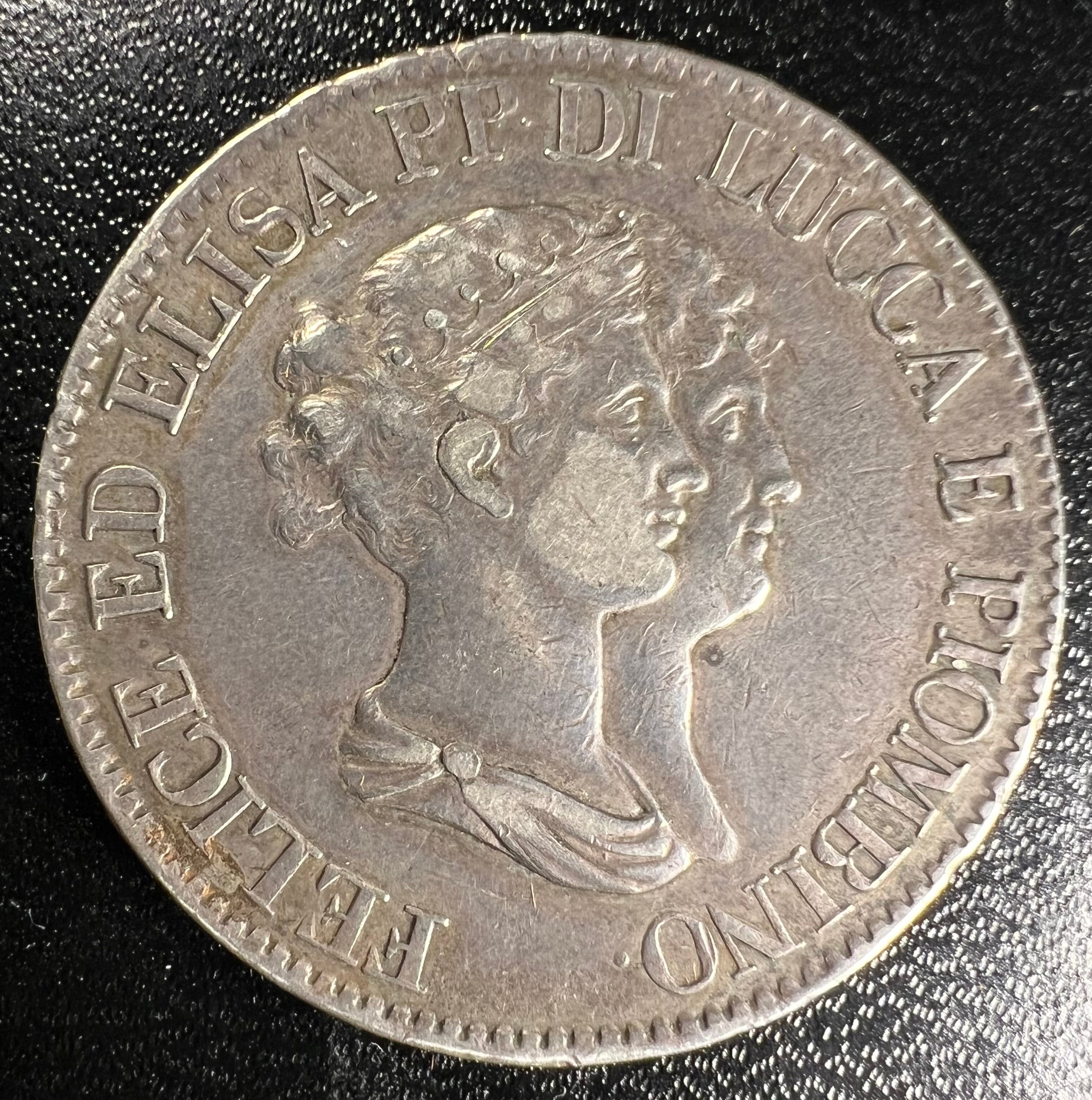 1807 Lucca and Piombino Silver 5 Franchi – Felix & Elisa Bonaparte