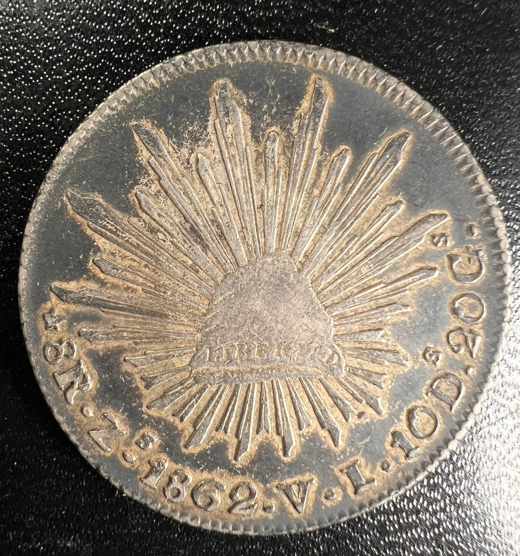 1862 Mexico 8 Reales “Cap and Rays” - Zacatecas Mint (Zs VL)