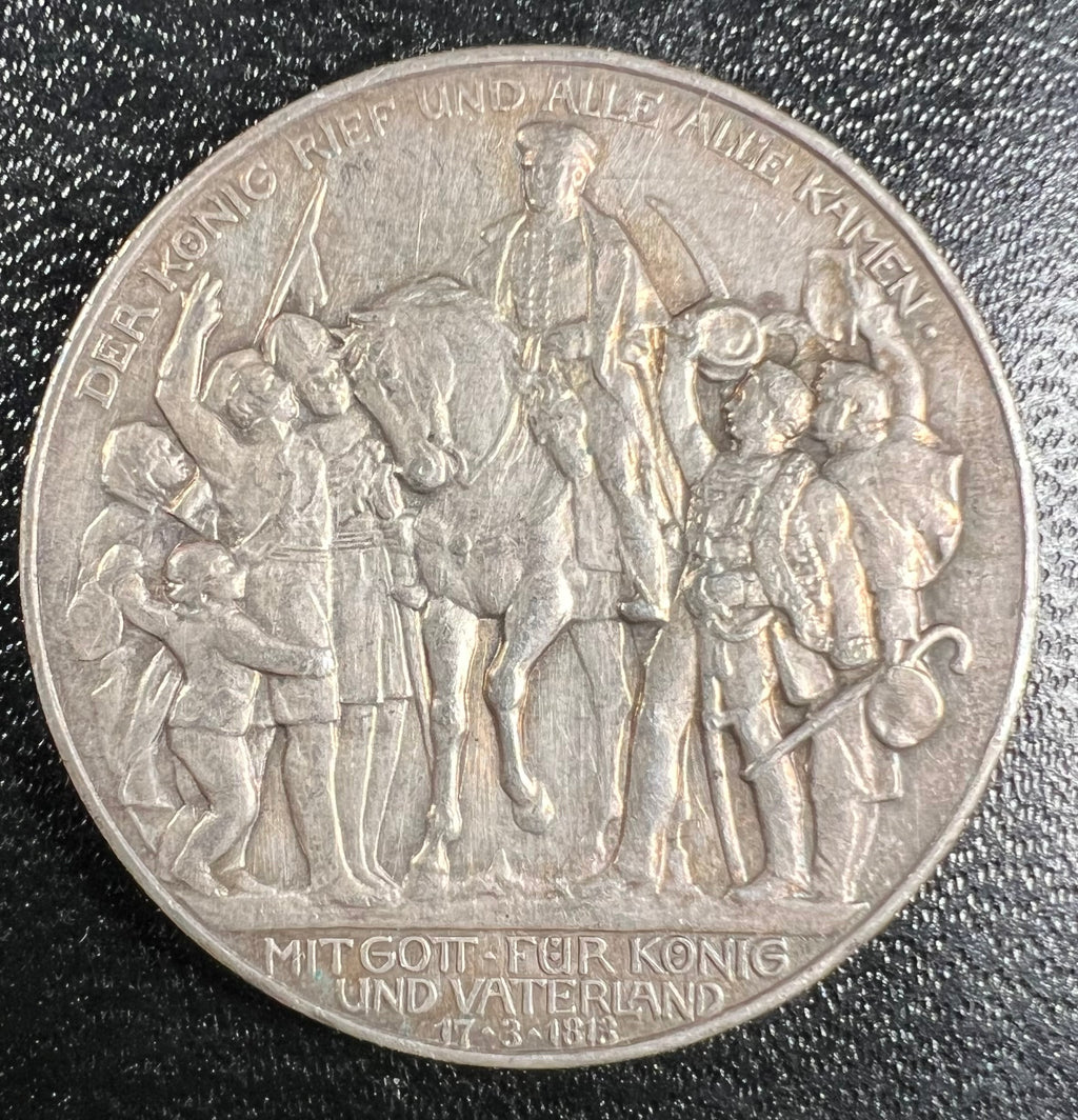 1913-A Germany Silver 3 Mark – Centenary of the War of Liberation (Berlin Mint)