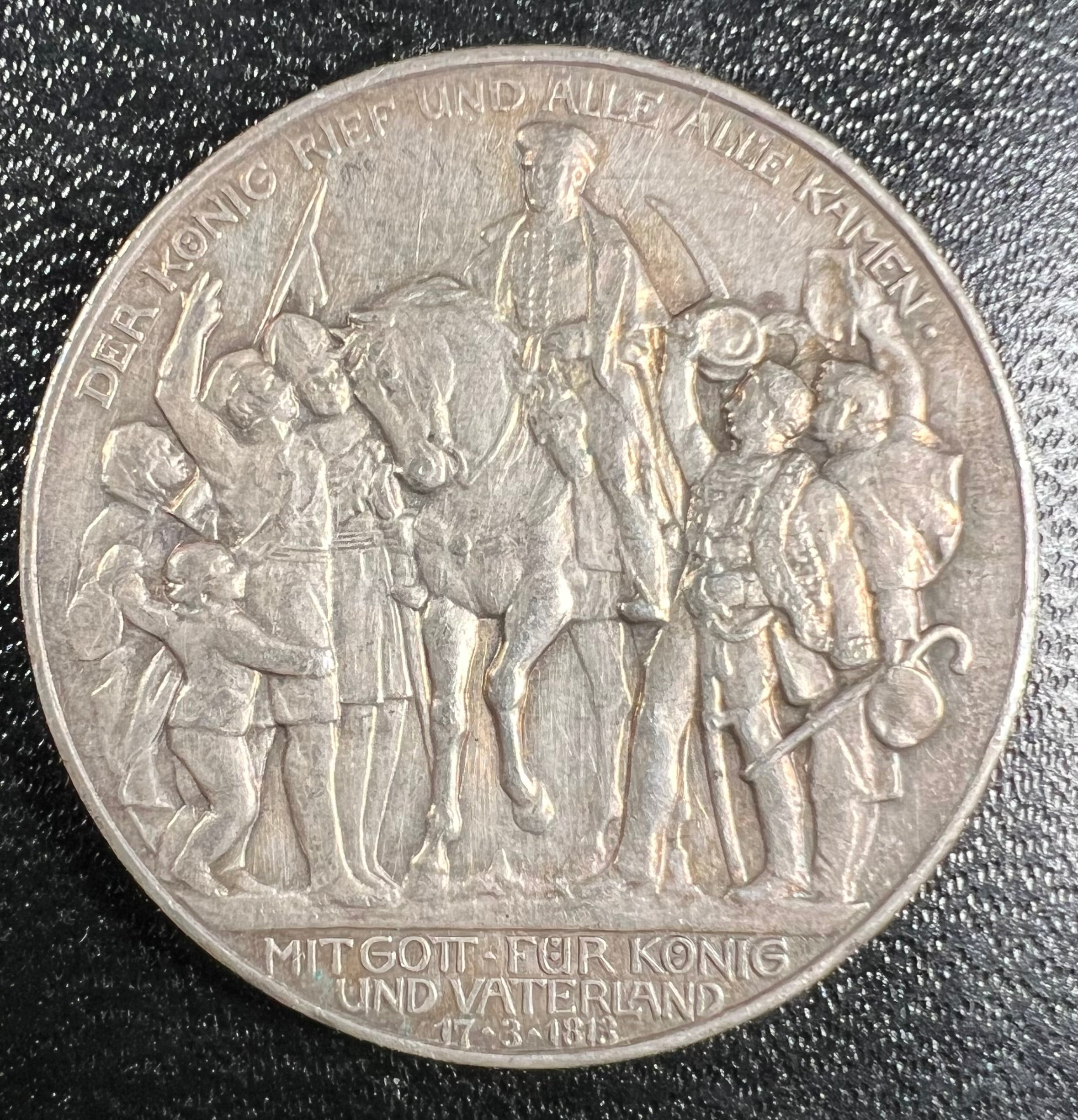 1913-A Germany Silver 3 Mark – Centenary of the War of Liberation (Berlin Mint)
