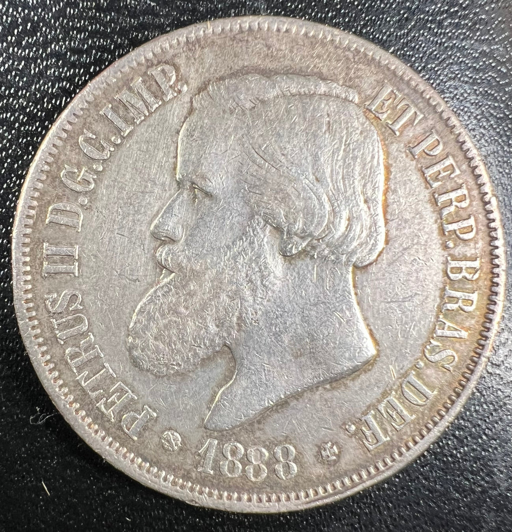 1888 Brazil Silver 2000 Reis – Emperor Pedro II