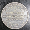1859 Frankfurt Silver Gedenkthaler (1 Thaler) – Schiller’s 100th Birthday (Free City of Frankfurt)