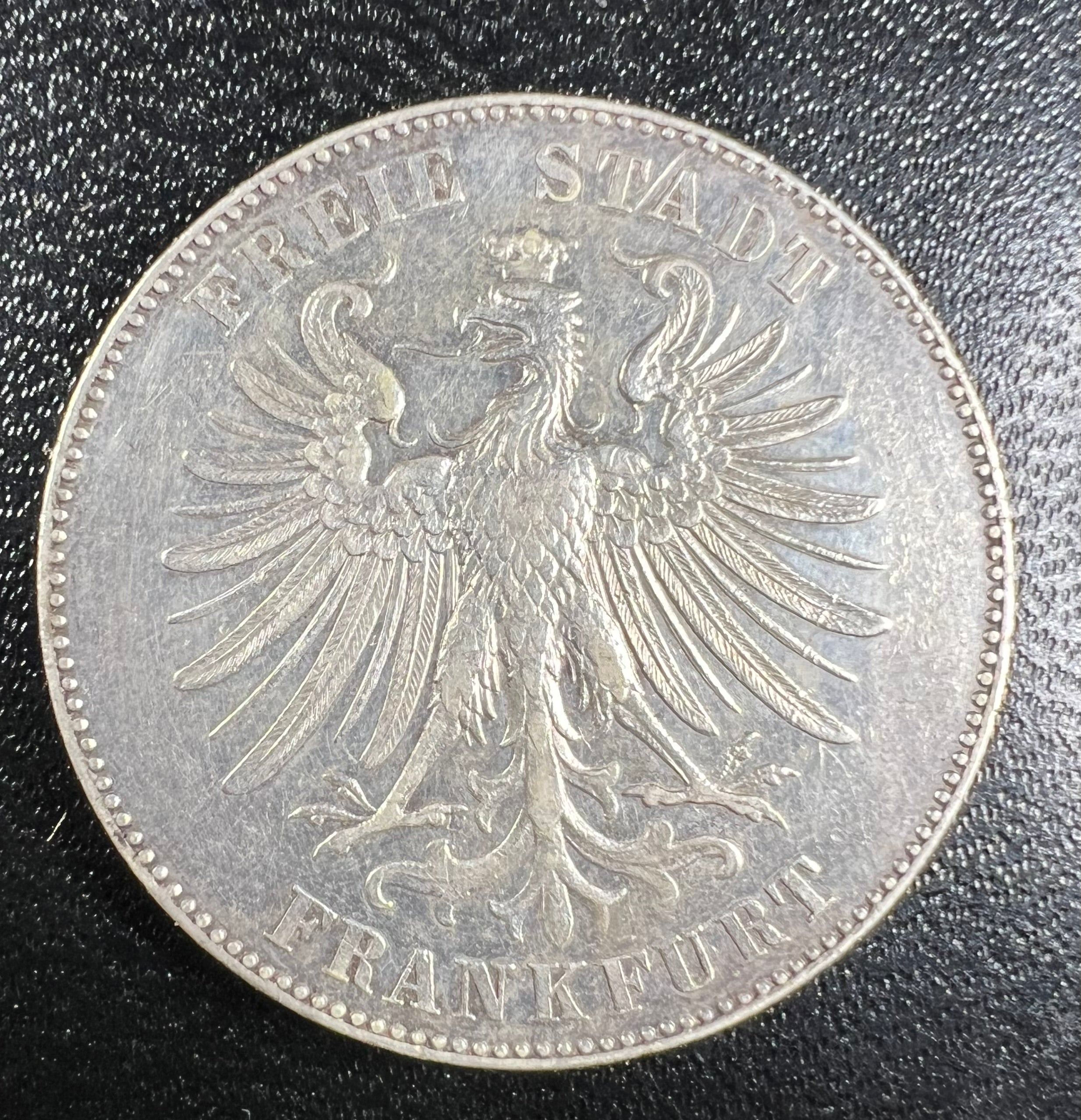 1859 Frankfurt Silver Gedenkthaler (1 Thaler) – Schiller’s 100th Birthday (Free City of Frankfurt)