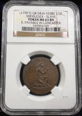 1790s Great Britain Middlesex Slave Token ½ Penny – “Am I Not a Man and a Brother” NGC MS63 BN