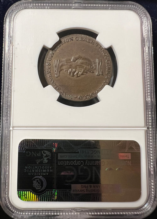 1790s Great Britain Middlesex Slave Token ½ Penny – “Am I Not a Man and a Brother” NGC MS63 BN