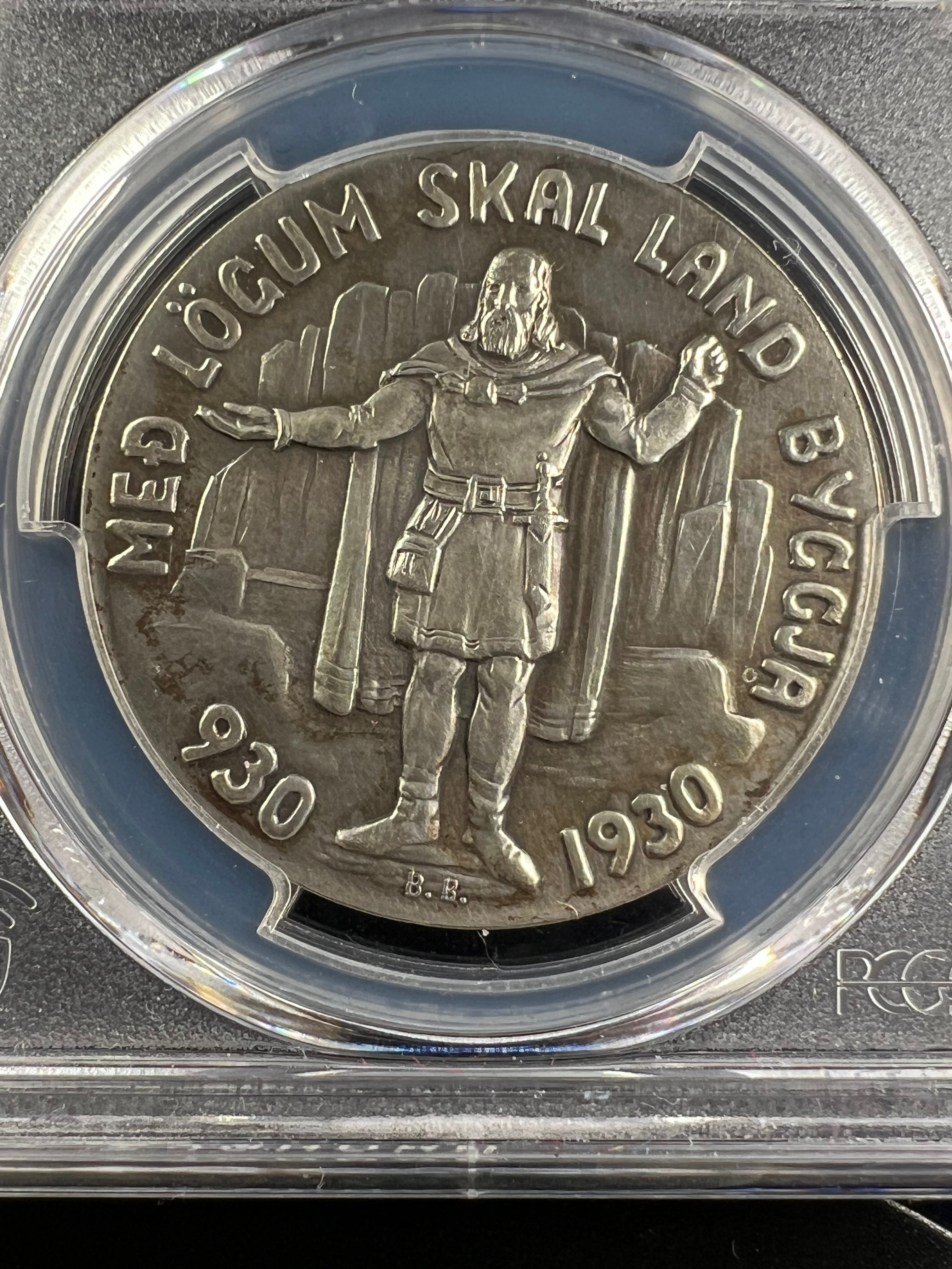 1930 Iceland Silver 5 Kronur – 1000 Years of the Althing PCGS MS63