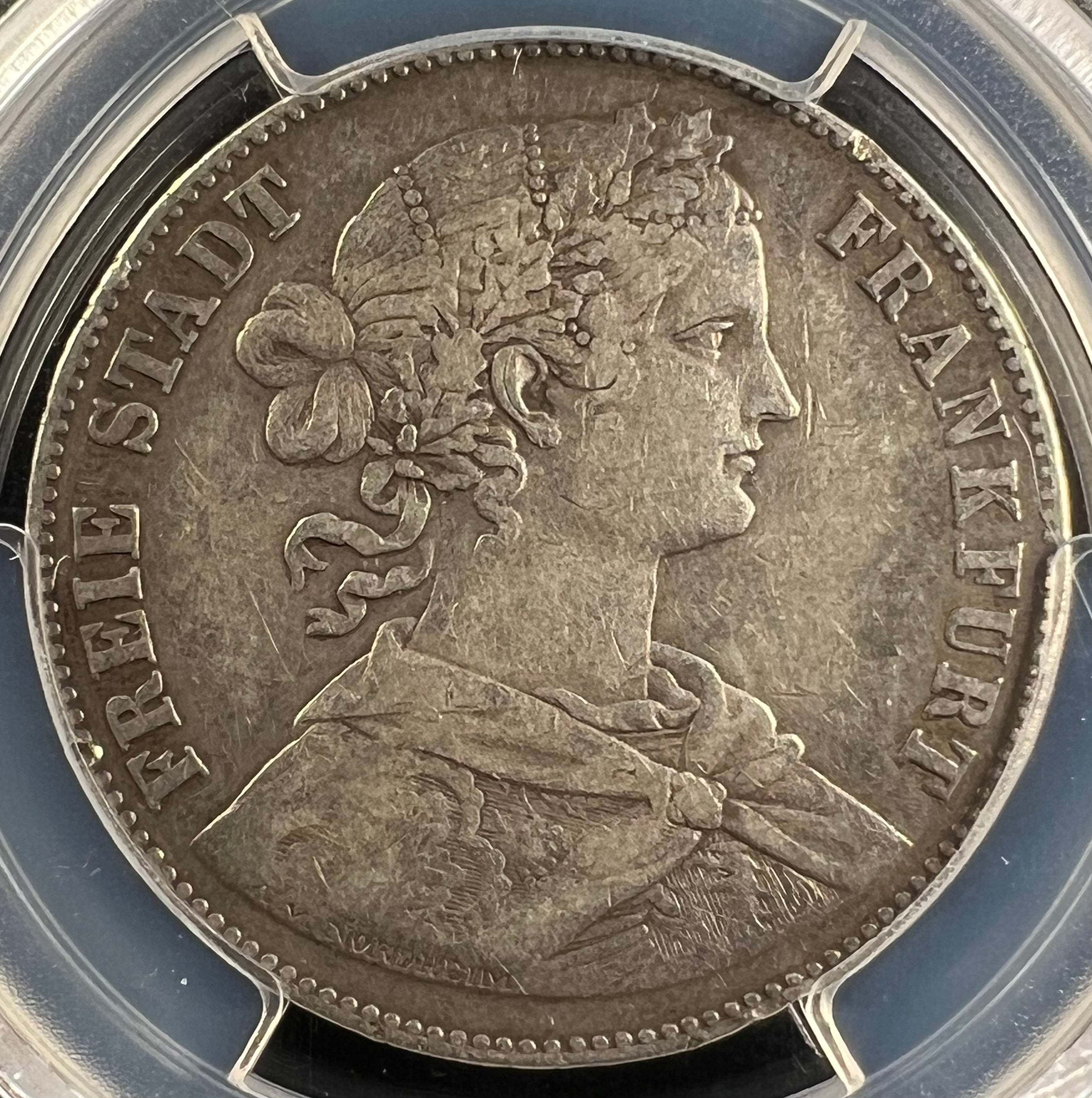 1860 Frankfurt Silver Thaler PCGS XF40 (KM-360)