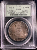 1913-E Saxony Silver 3 Mark – 100th Anniversary of the Battle of Leipzig PCGS MS64 OGH