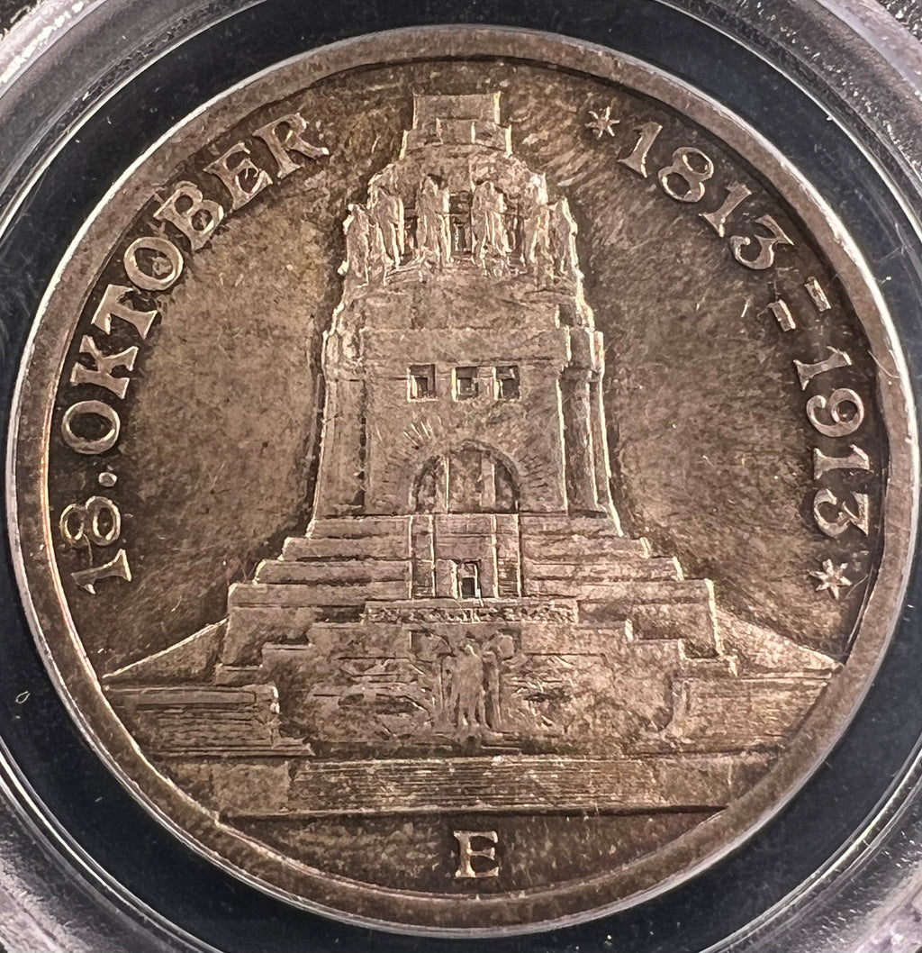 1913-E Saxony Silver 3 Mark – 100th Anniversary of the Battle of Leipzig PCGS MS64 OGH