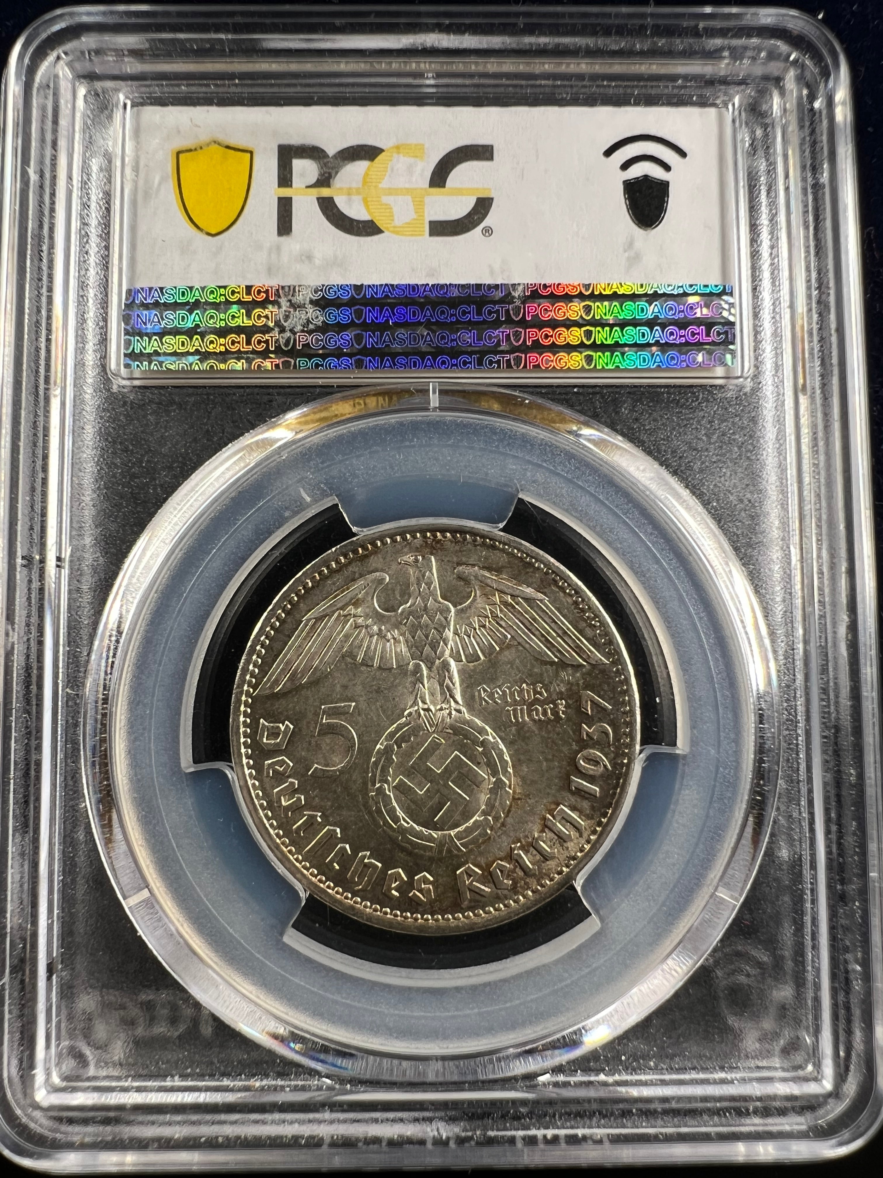 1937-A Germany (Third Reich) Silver 5 Reichsmark - PCGS MS63 Hindenburg