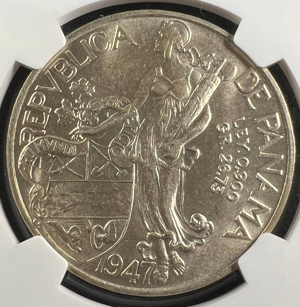1947 Panama Silver Balboa NGC MS62