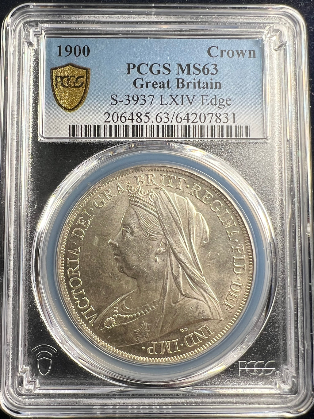 1900 Great Britain Crown PCGS MS63 – Victoria, LXIV Edge (S-3937)