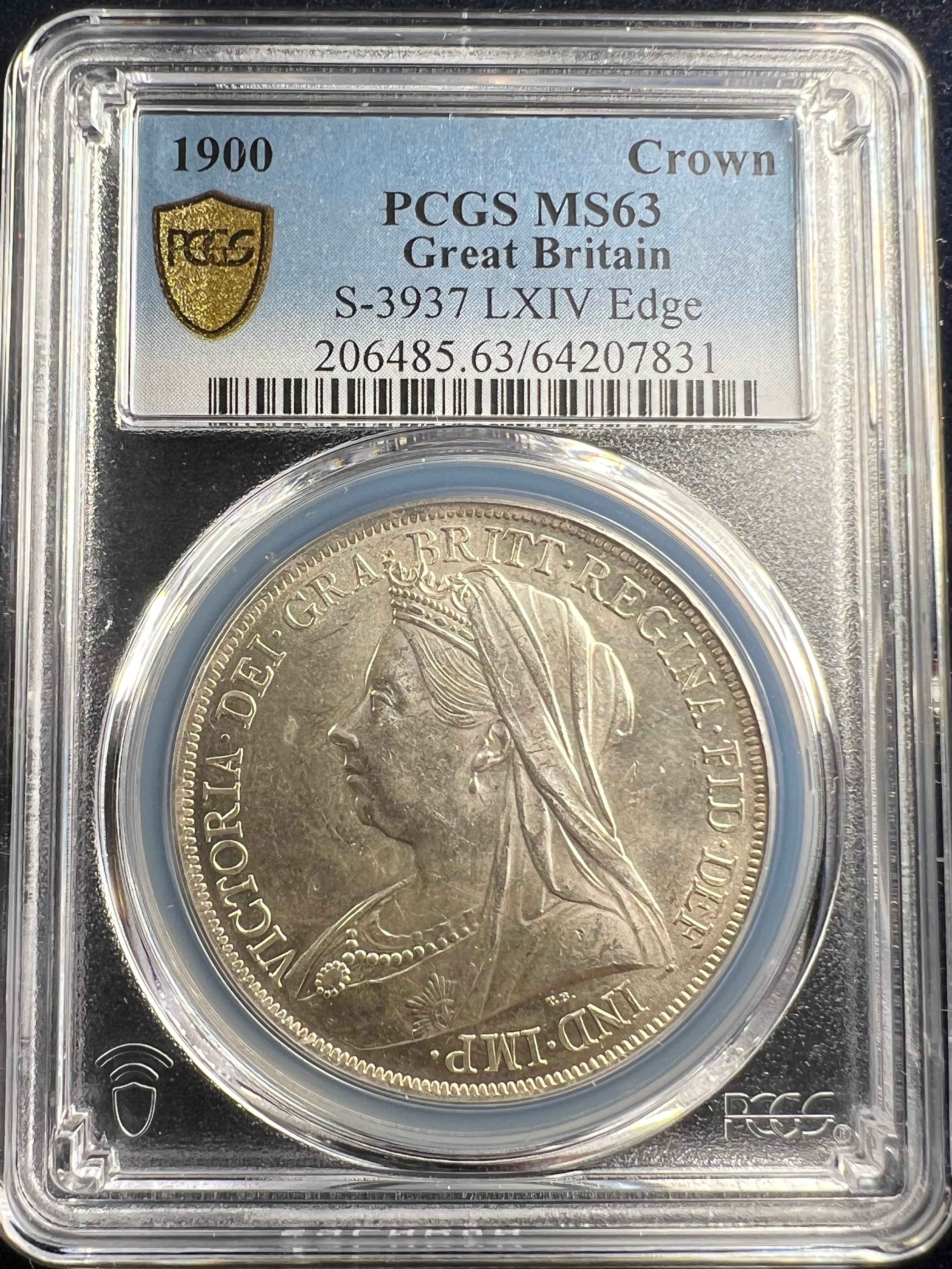 1900 Great Britain Crown PCGS MS63 – Victoria, LXIV Edge (S-3937)