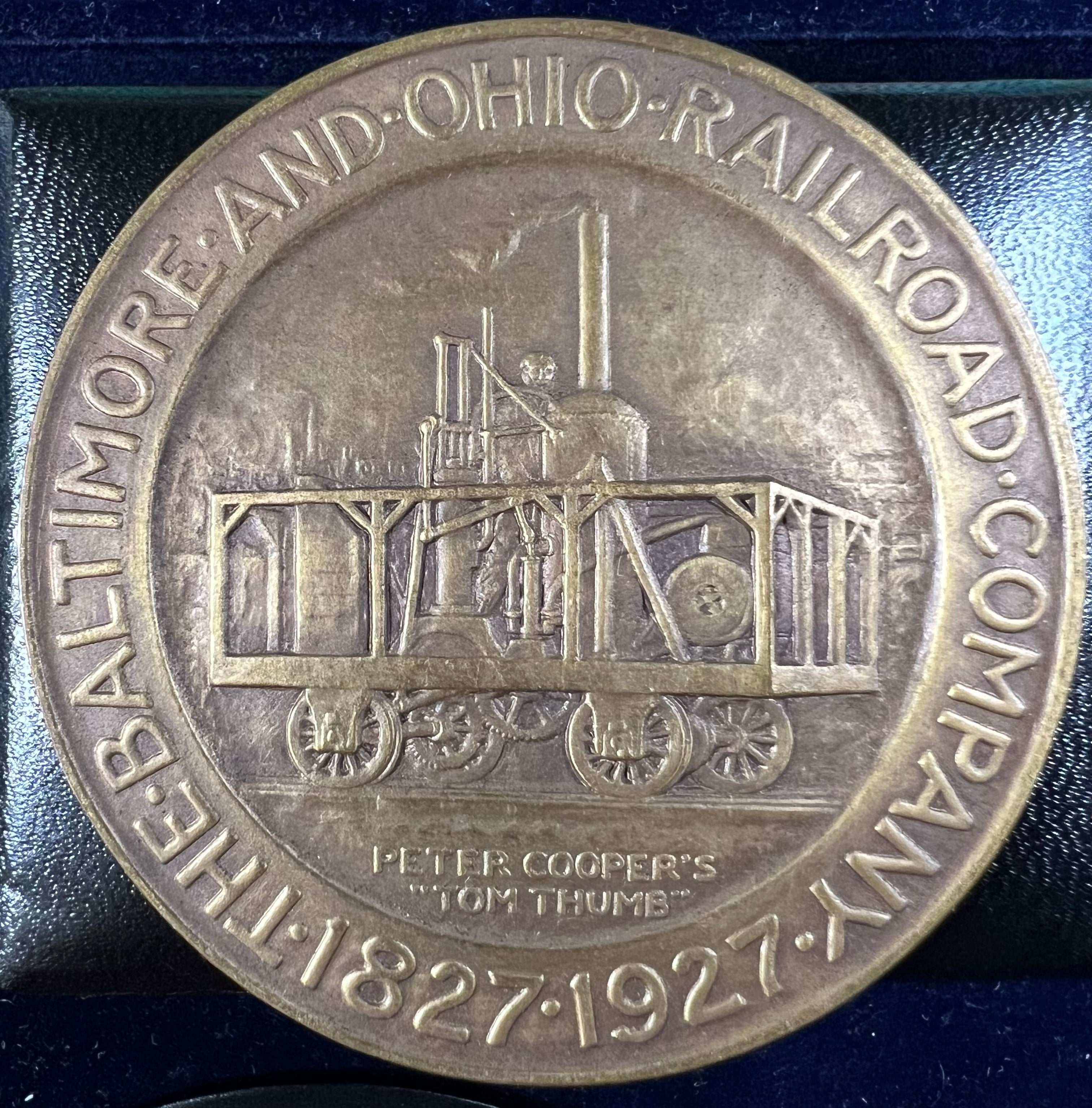1927 Baltimore & Ohio Railroad Centennial Bronze Medal — Peter Cooper’s “Tom Thumb” (Medallic Art Co.)