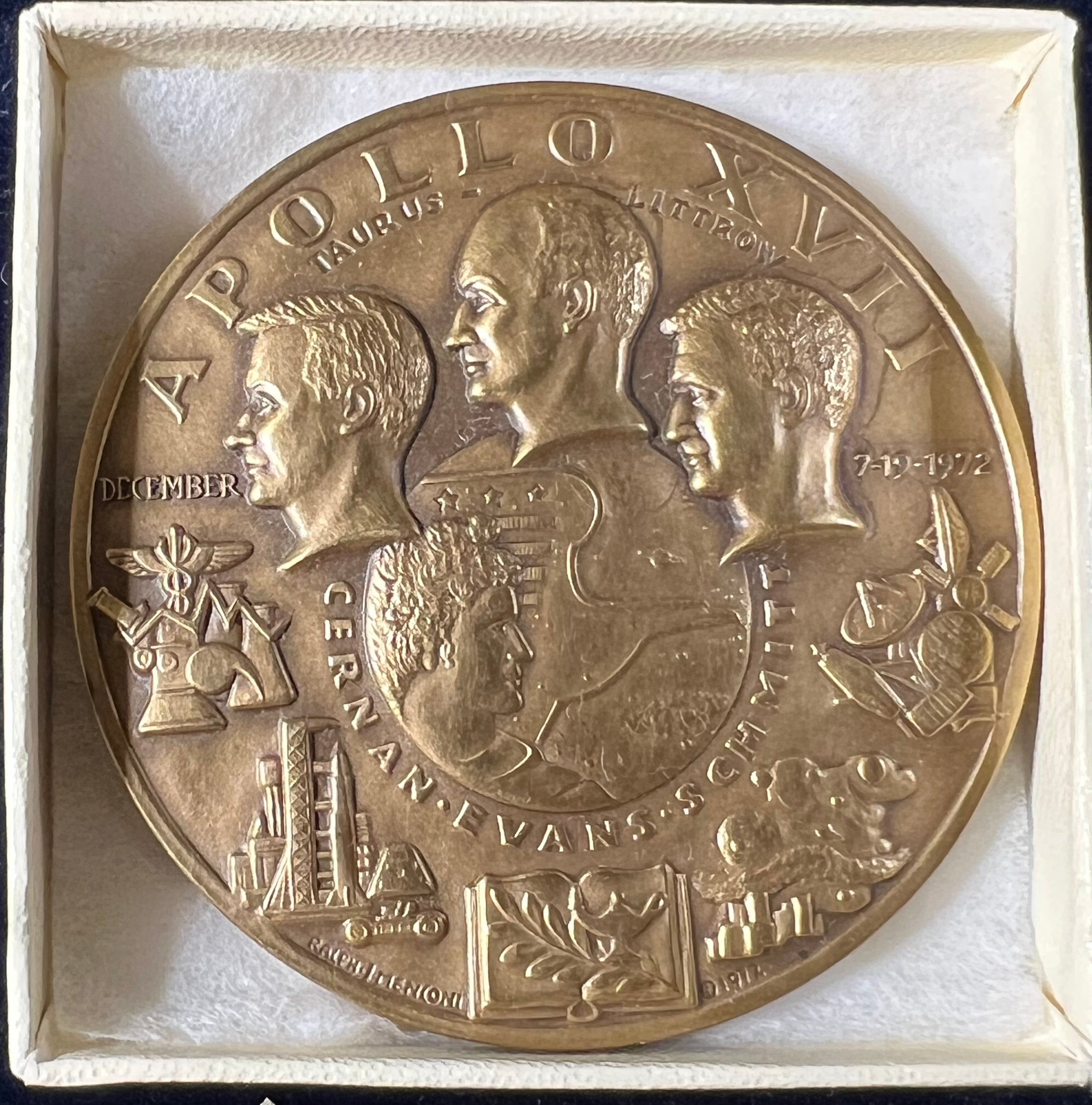 1972 Apollo XVII Bronze Medal — Cernan, Evans & Schmitt (Medallic Art Co)