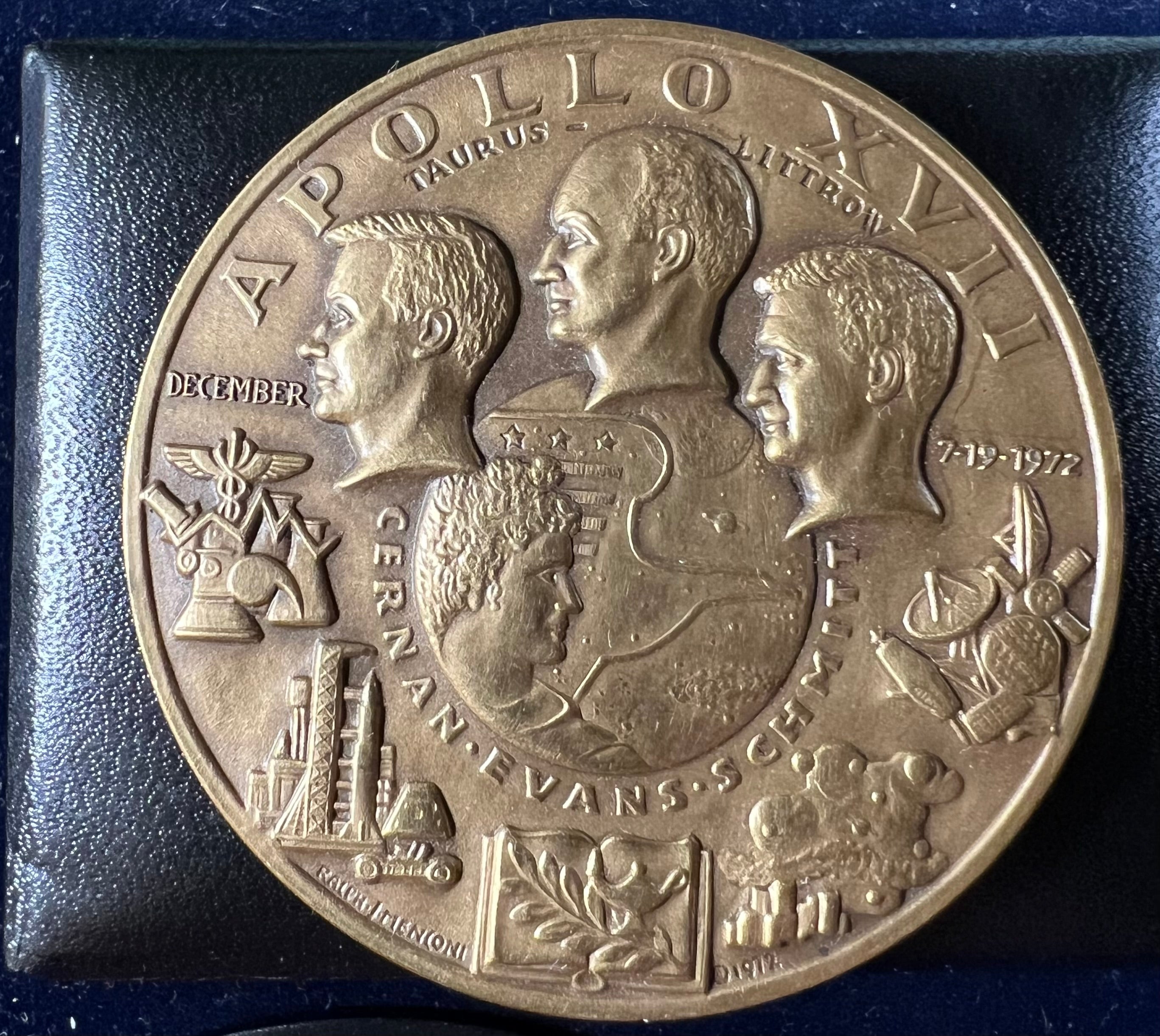 1972 Apollo XVII Bronze Medal — Cernan, Evans & Schmitt (Medallic Art Co)