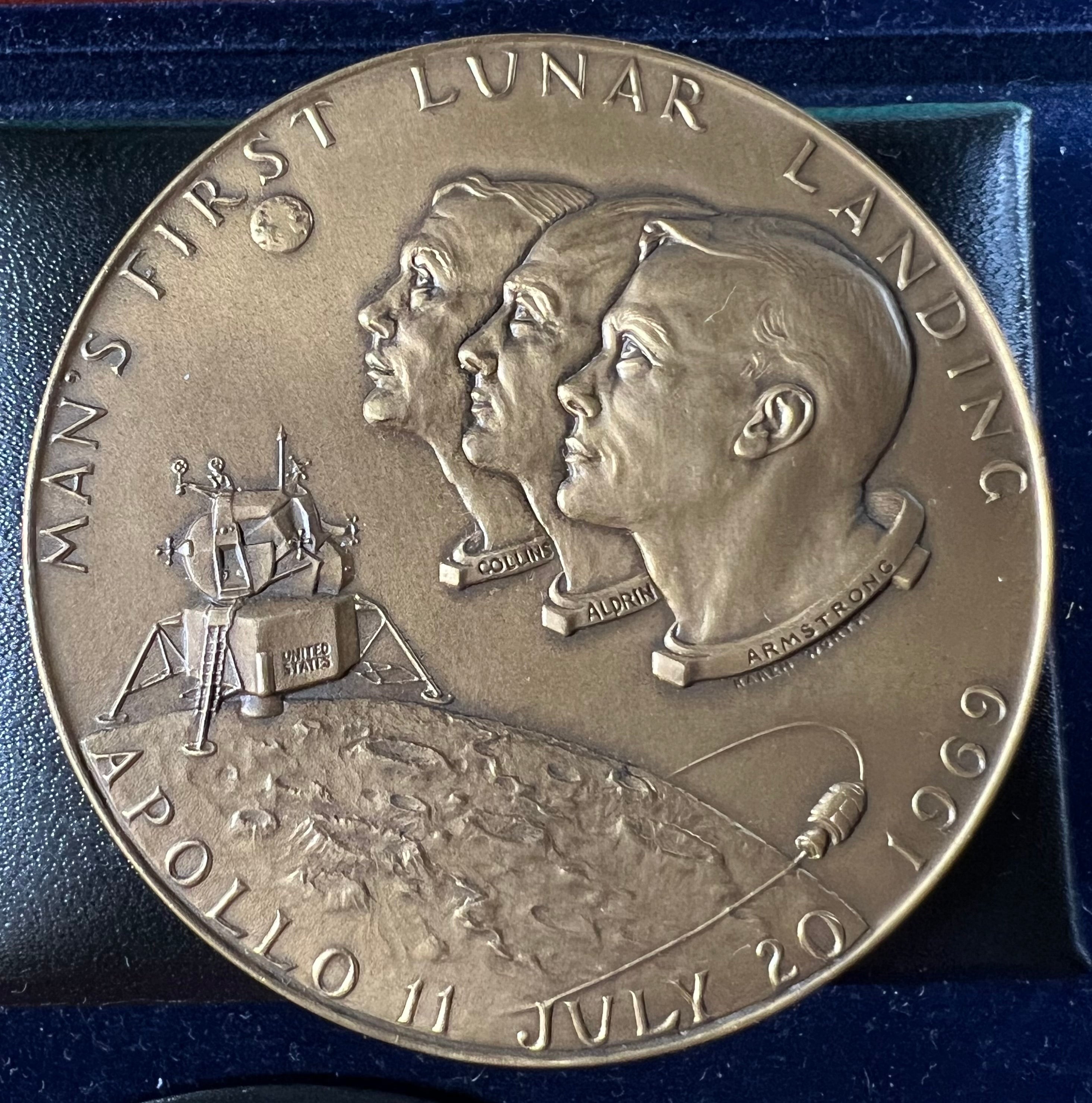 1969 Apollo 11 Bronze Medal — Armstrong, Aldrin & Collins (Medallic Art Co.)
