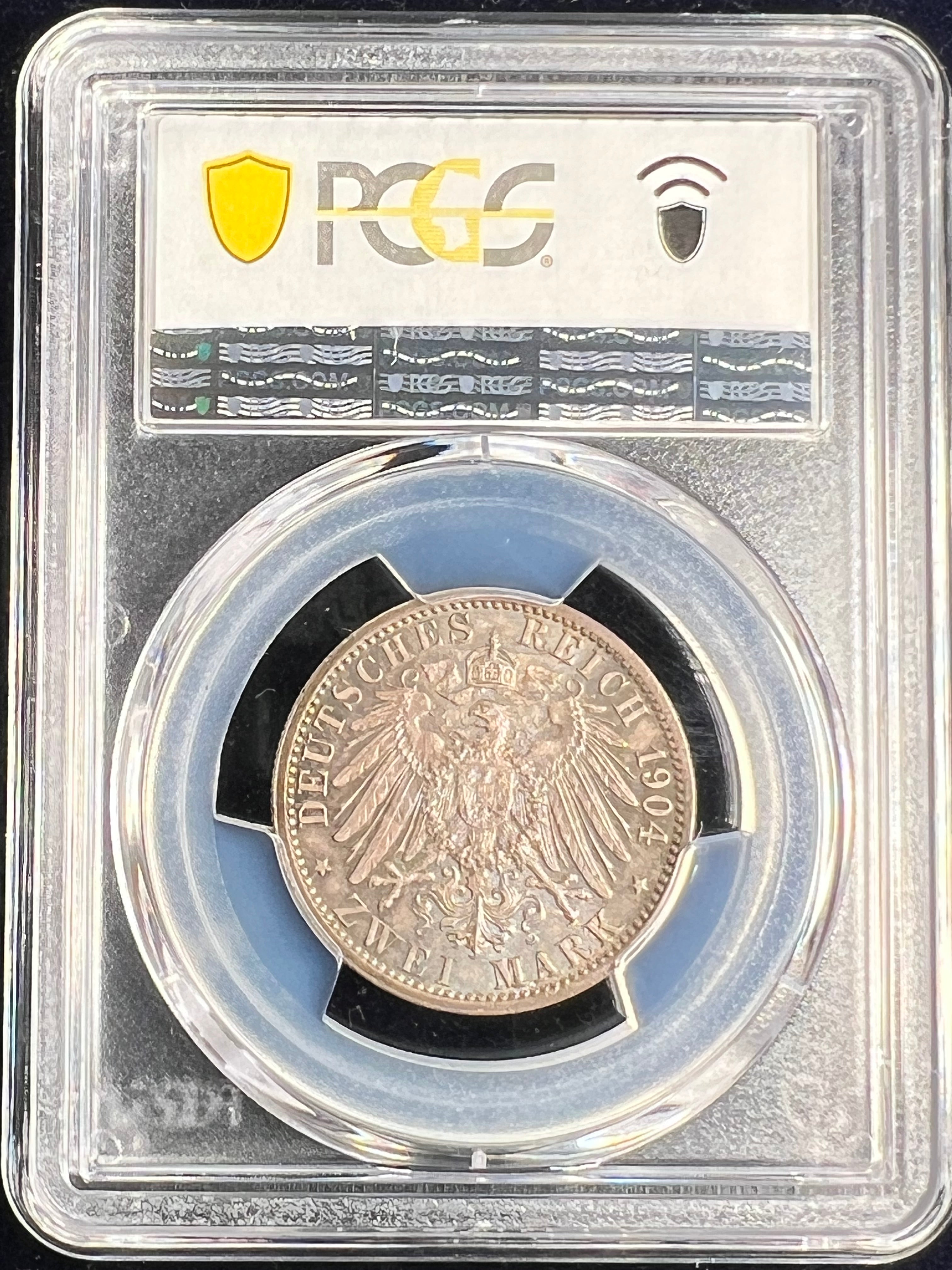 1904 Germany Hesse-Darmstadt 2 Mark PCGS MS64 – 400th Birthday Grand Duke Ernst Ludwig (J-74)