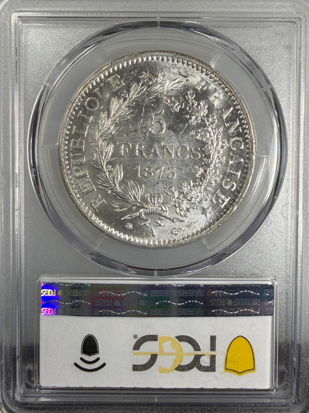 1873-A France Silver 5 Francs Hercules Third Republic PCGS MS63