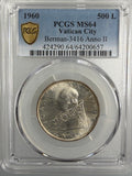 1960 Vatican City Silver 500 Lire Pope John XXIII Anno II PCGS MS64