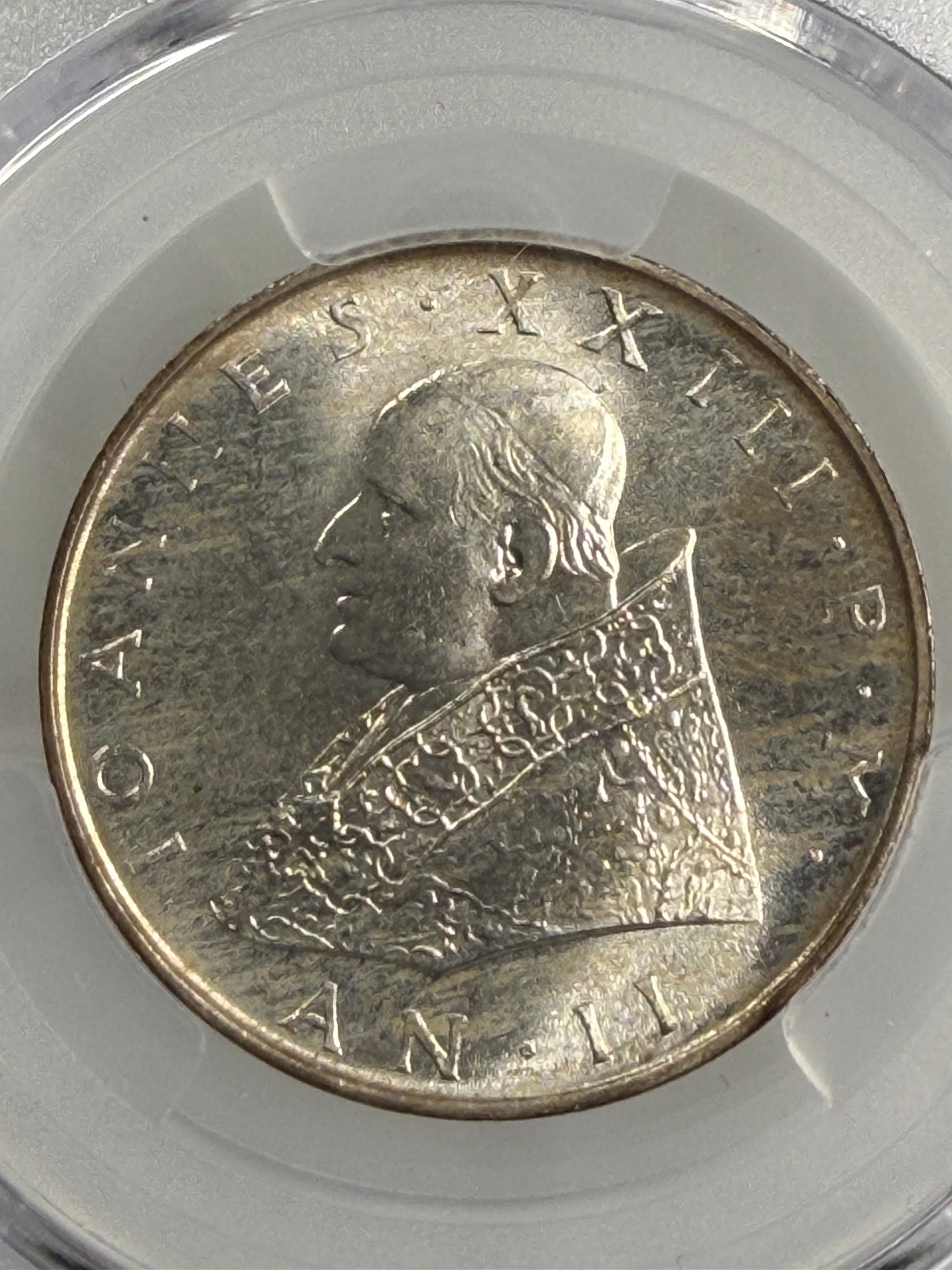 1960 Vatican City Silver 500 Lire Pope John XXIII Anno II PCGS MS64
