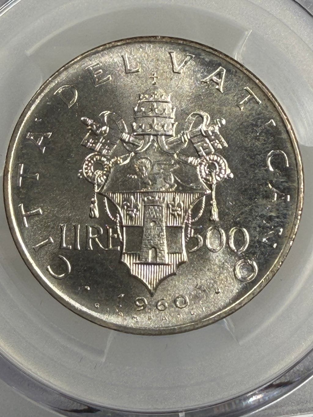 1960 Vatican City Silver 500 Lire Pope John XXIII Anno II PCGS MS64