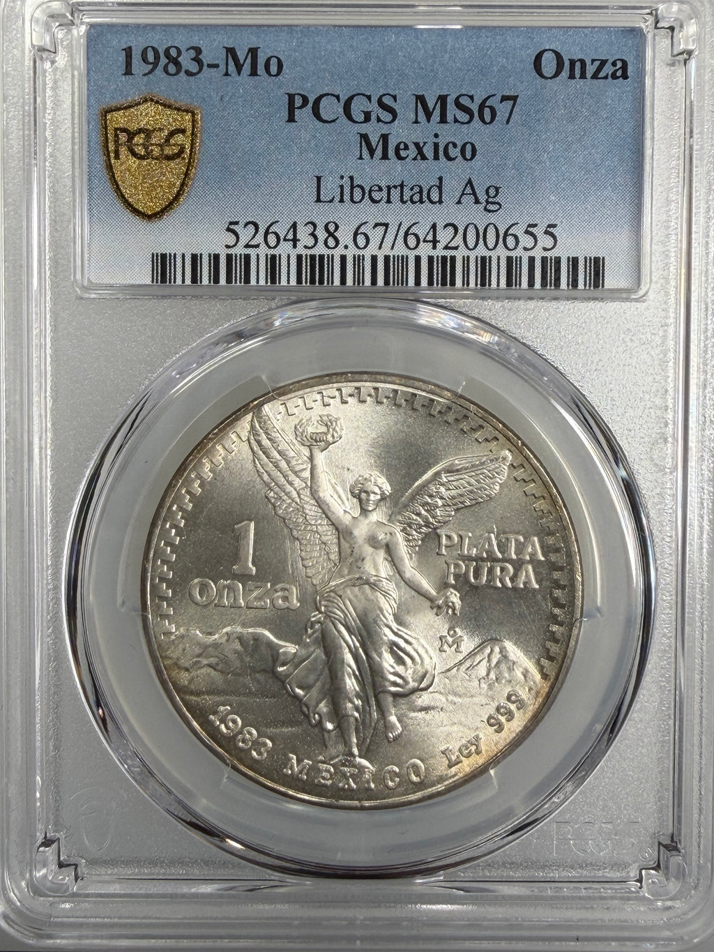 1983-Mo Mexico Silver 1 Onza Libertad PCGS MS67