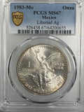 1983-Mo Mexico Silver 1 Onza Libertad PCGS MS67