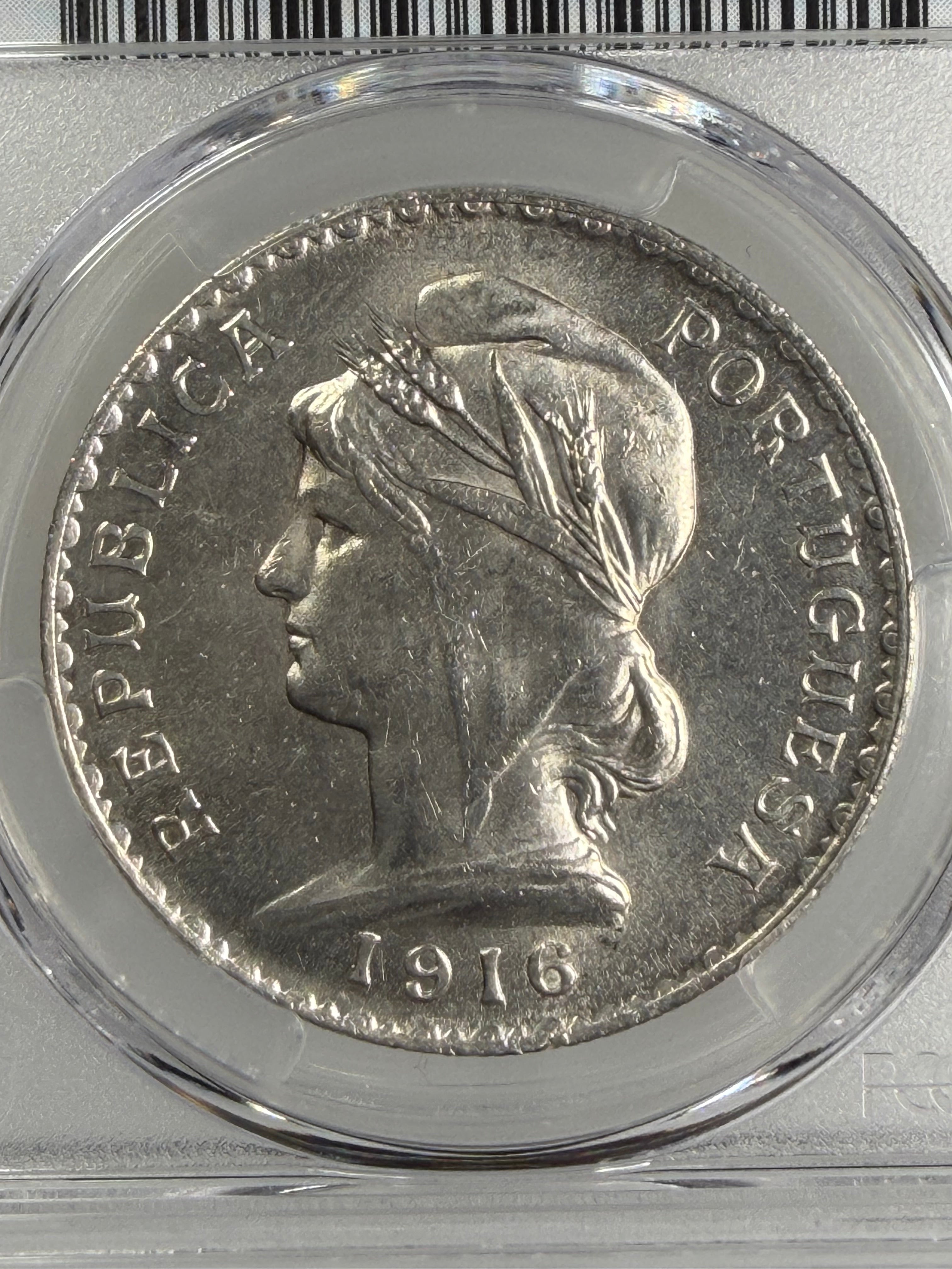1916 Portugal Silver 1 Escudo PCGS MS63 – Two-Year Type