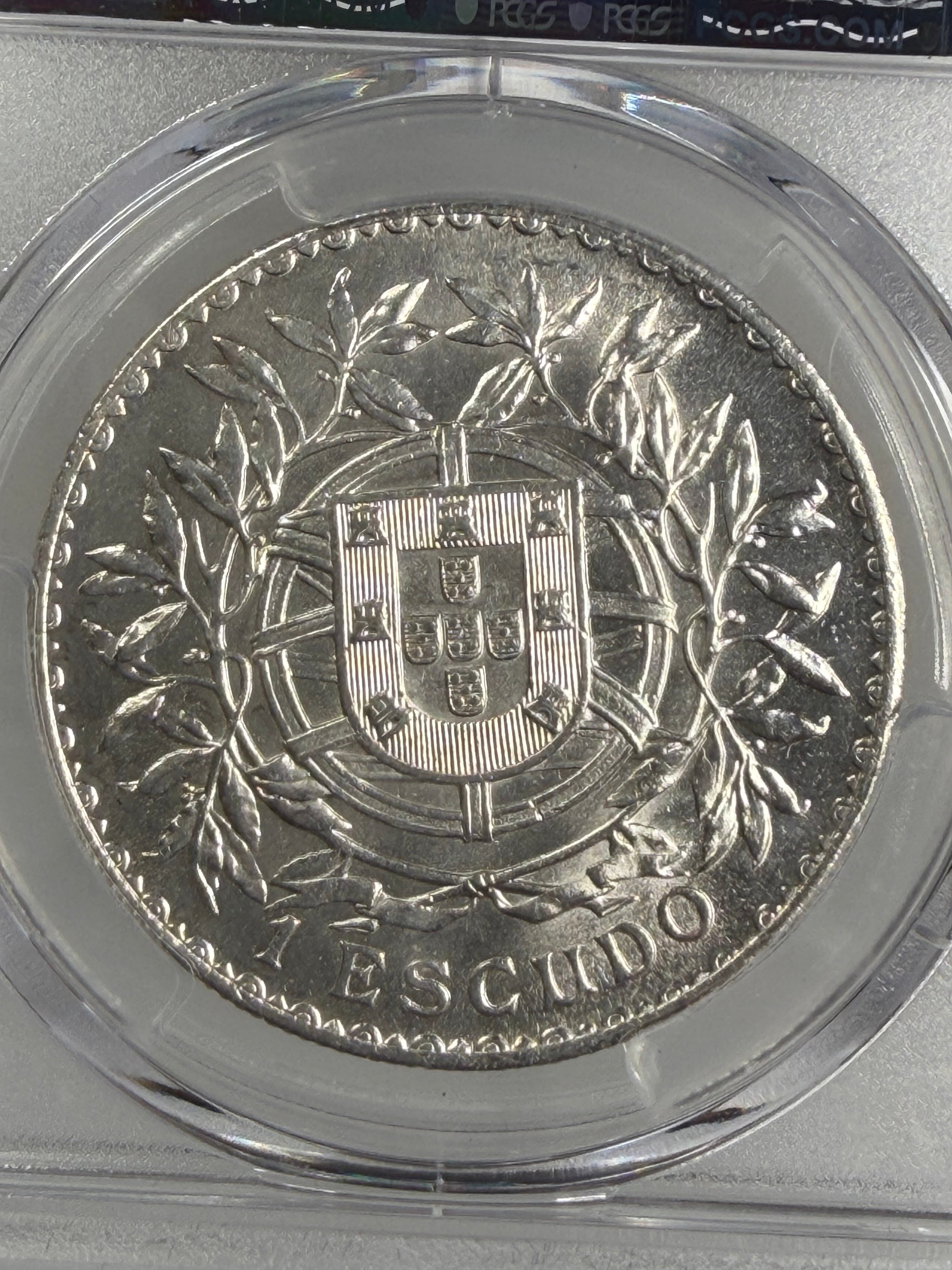 1916 Portugal Silver 1 Escudo PCGS MS63 – Two-Year Type