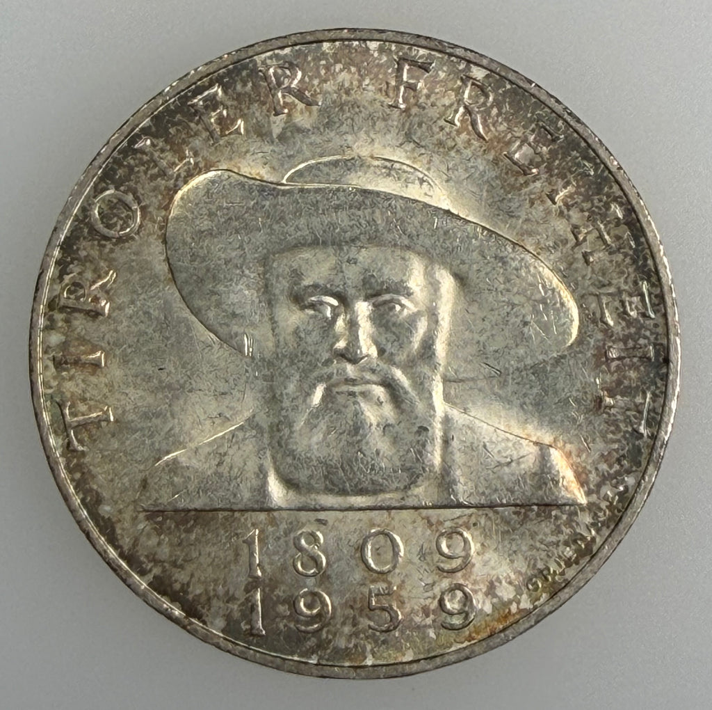 1959 Austria Silver 50 Schilling – 150th Anniversary of the Tyrolean Uprising