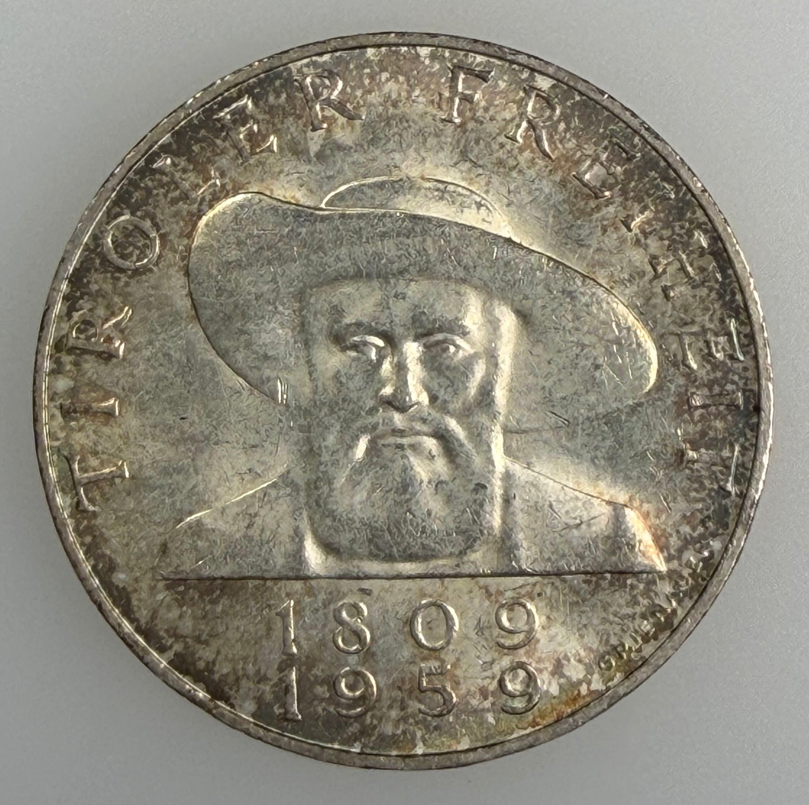 1959 Austria Silver 50 Schilling – 150th Anniversary of the Tyrolean Uprising