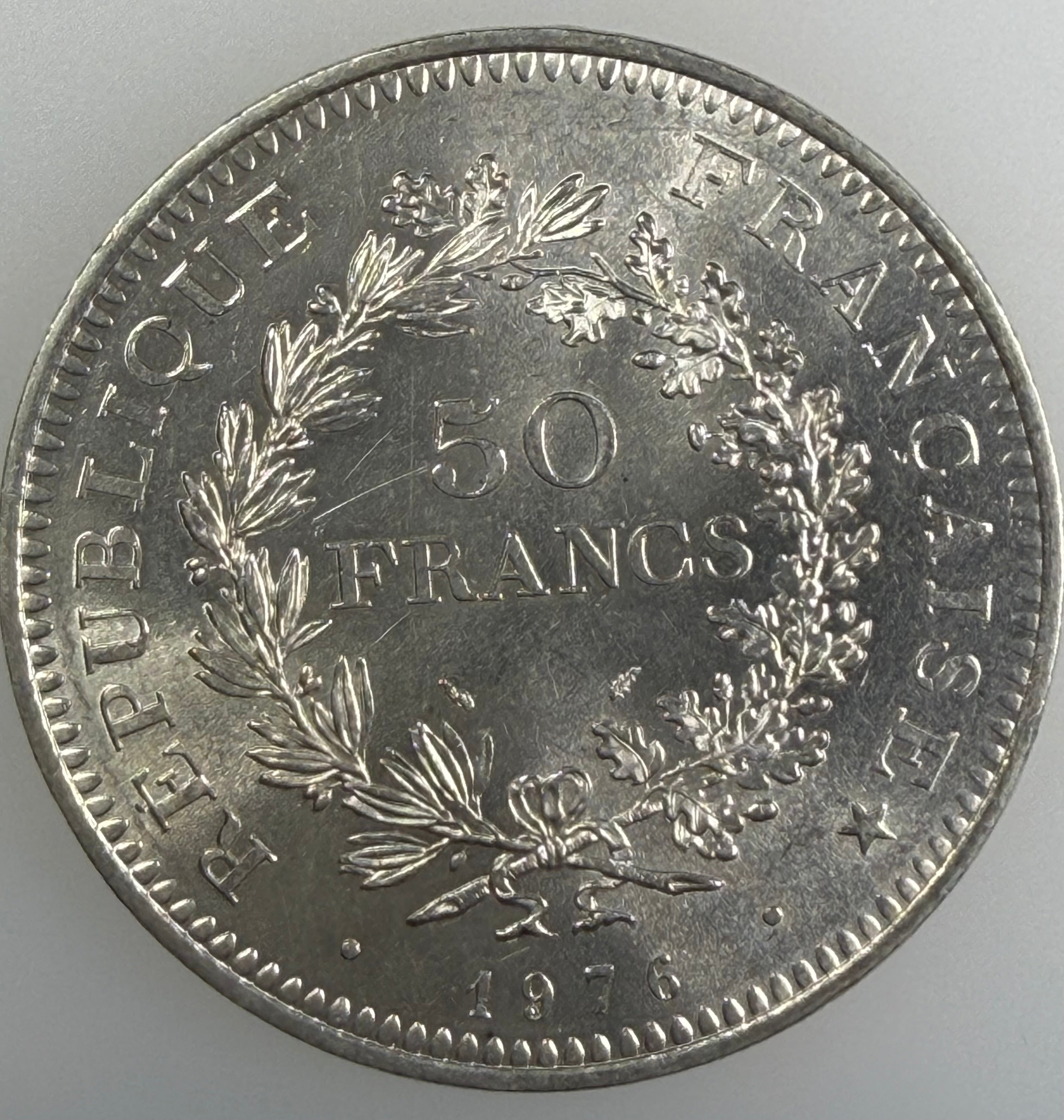 1976 France Silver 50 Francs – Hercules Type