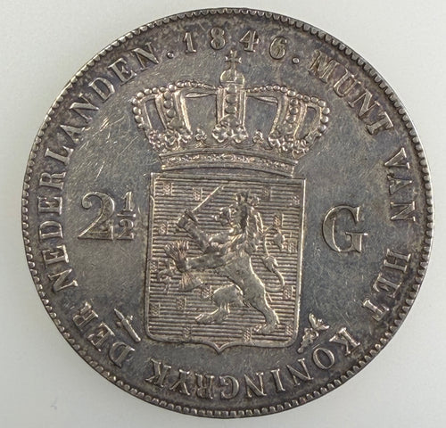 1846 Netherlands Silver 2½ Gulden – King Willem II