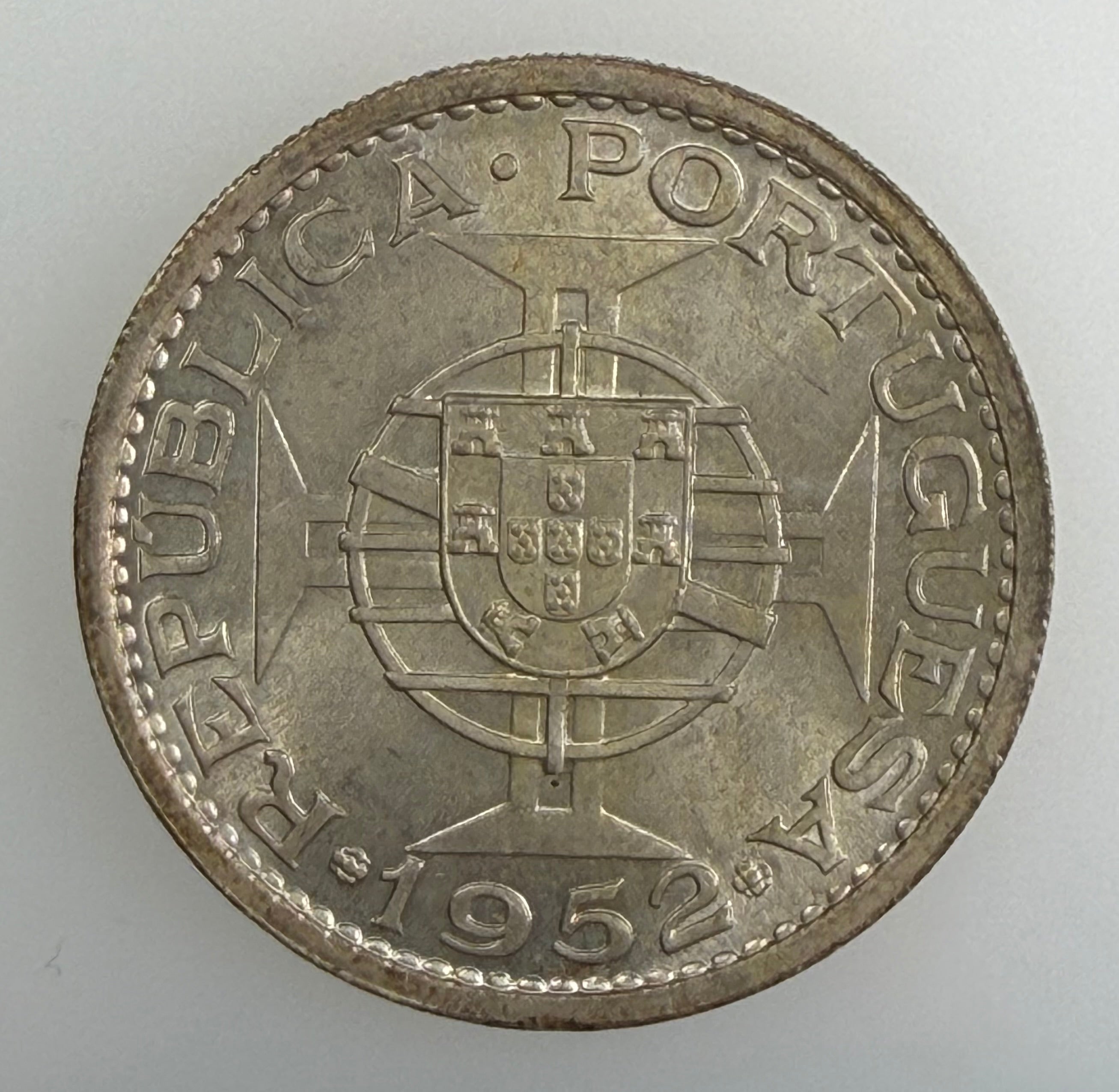 1952 Macau Silver 5 Patacas – Portuguese Territory (KM 5)