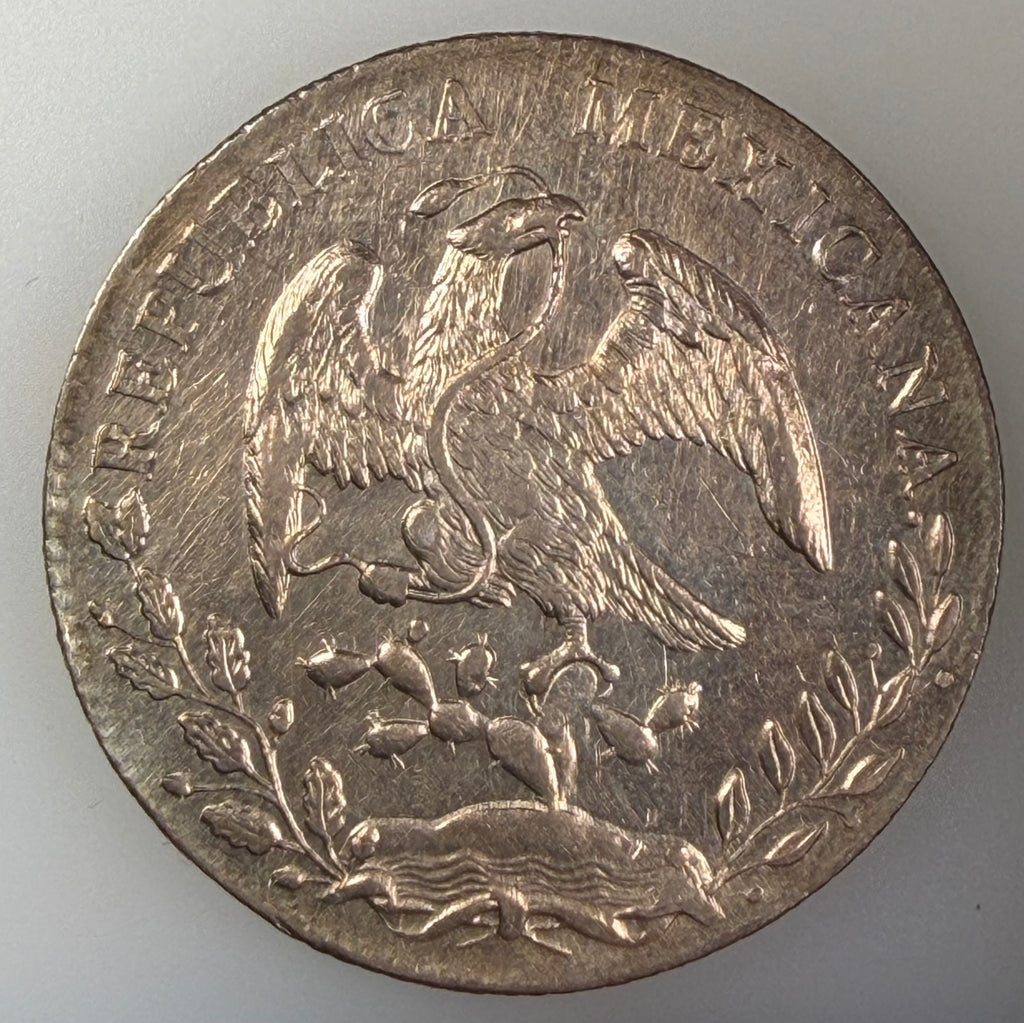 1887 Mexico Silver 8 Reales Guanajuato Mint (Go RR, KM 377.8) Cap & Rays