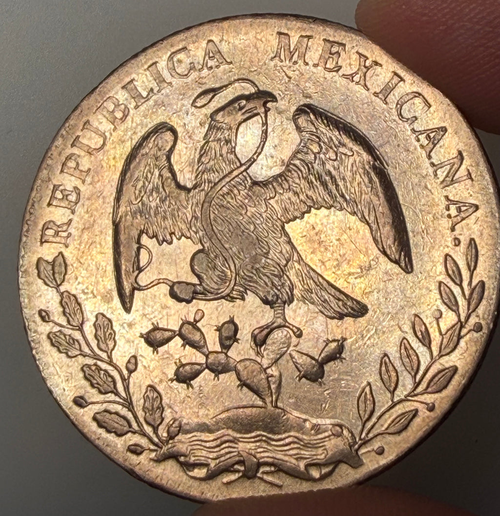 1887 Mexico Silver 8 Reales Guanajuato Mint (Go RR, KM 377.8) Cap & Rays