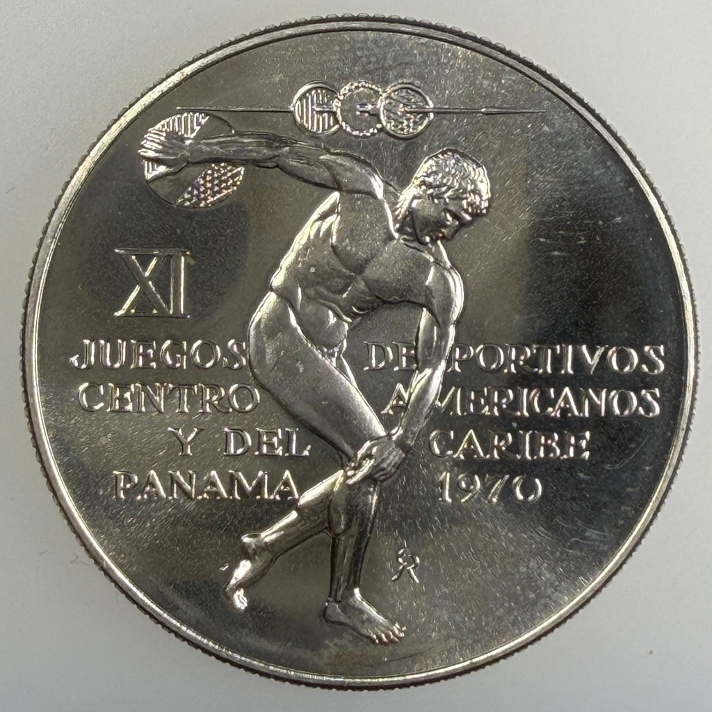 1970 Panama Silver 5 Balboas – XI Central American & Caribbean Games (KM 28)