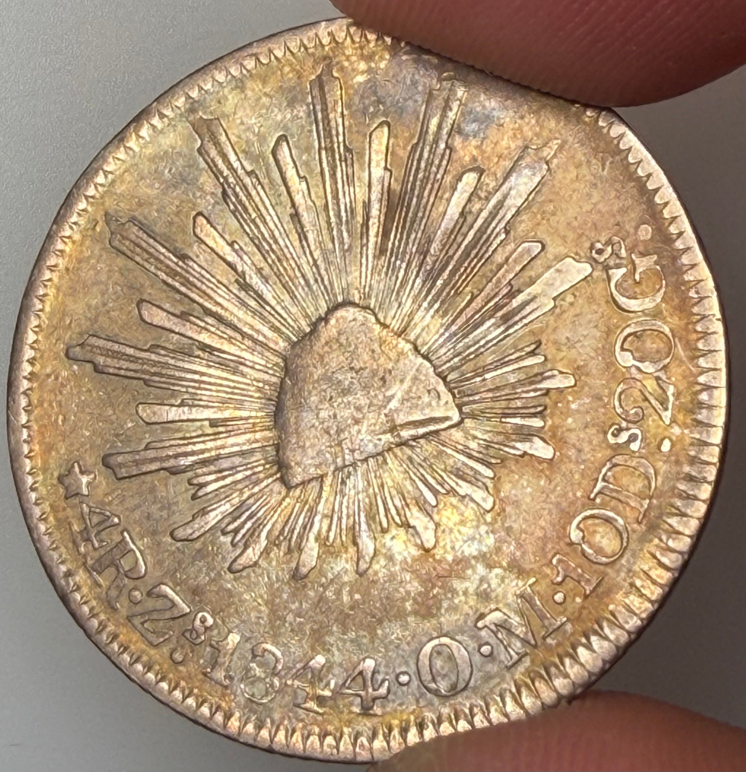 1844 Zs OM Mexico 4 Reales – Republic (Cap & Rays)