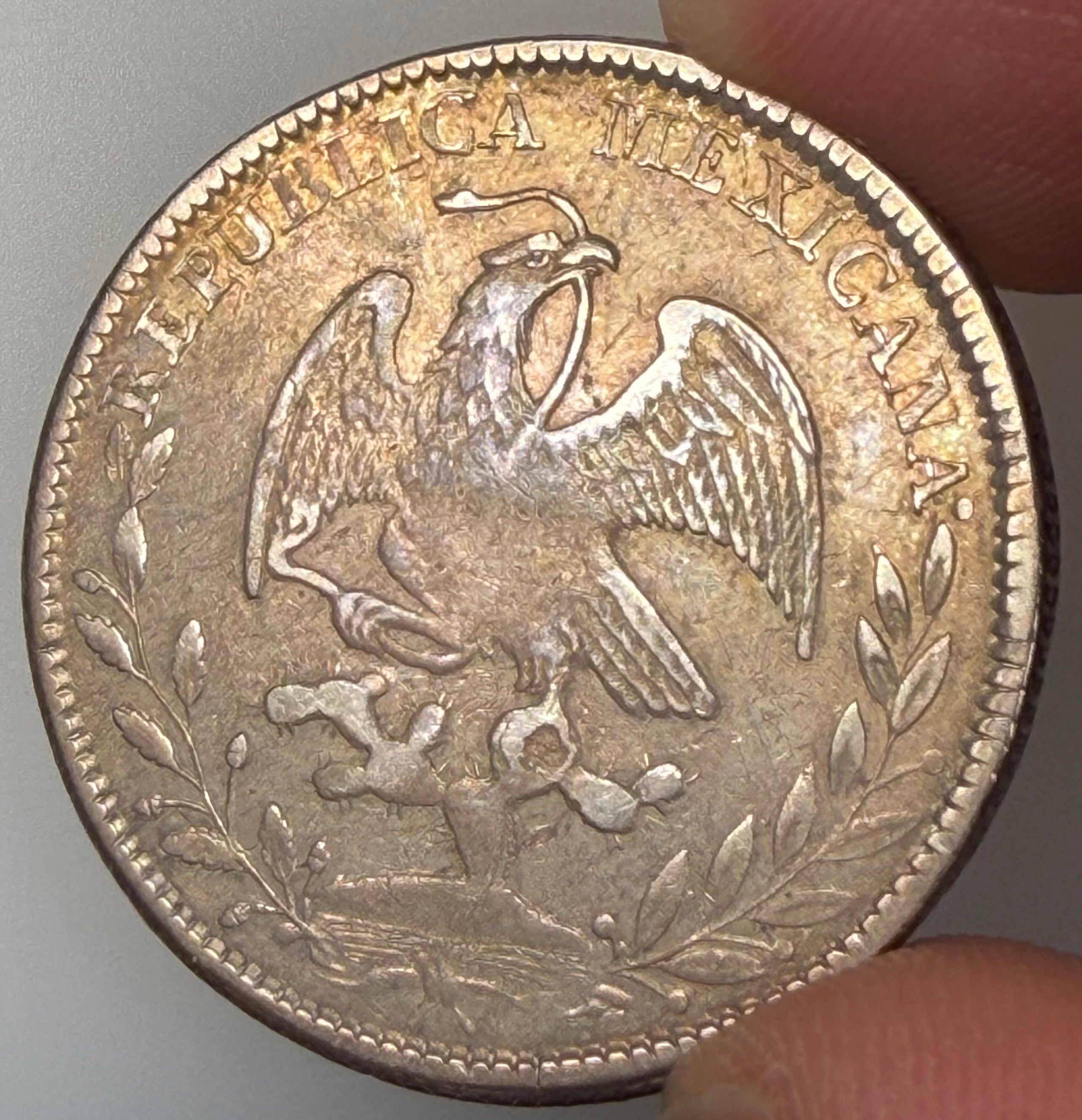 1844 Zs OM Mexico 4 Reales – Republic (Cap & Rays)