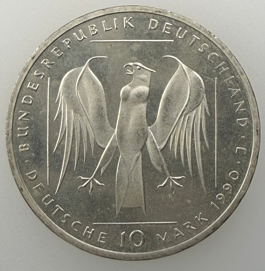 1990 J Germany Silver 10 Deutsche Mark – 800th Anniversary of the Teutonic Order