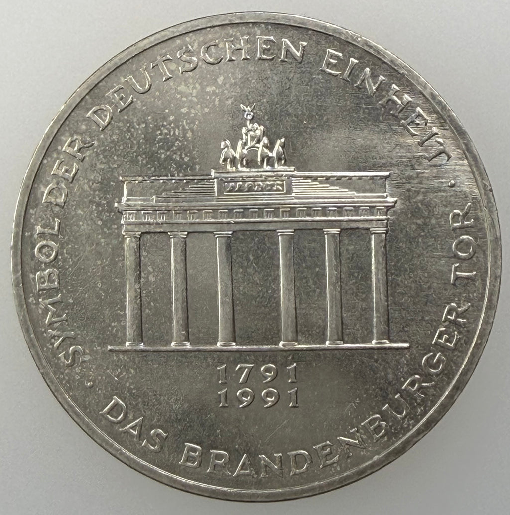 1991 A Germany Silver 10 Deutsche Mark – Brandenburg Gate (German Unity)