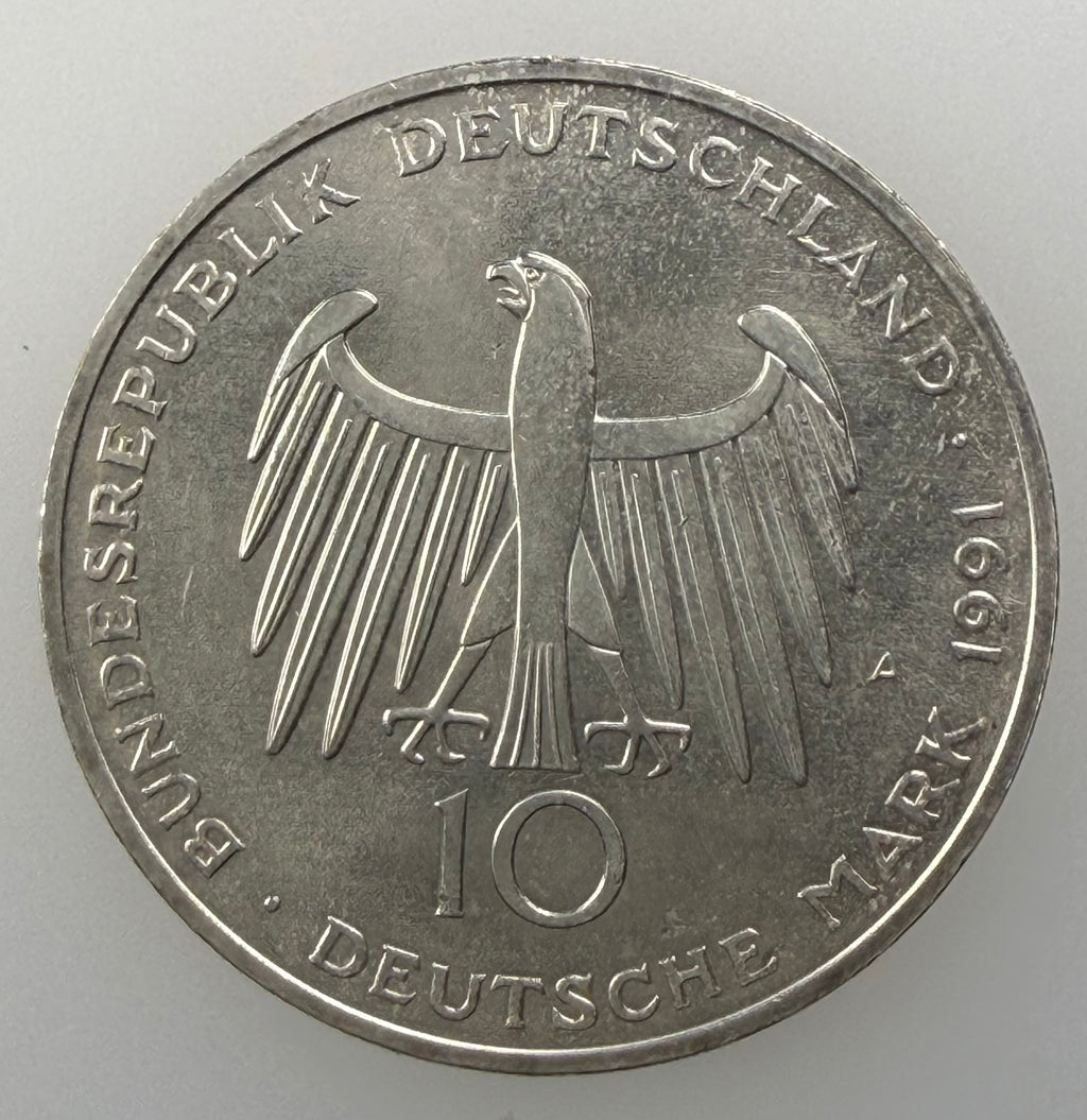 1991 A Germany Silver 10 Deutsche Mark – Brandenburg Gate (German Unity)