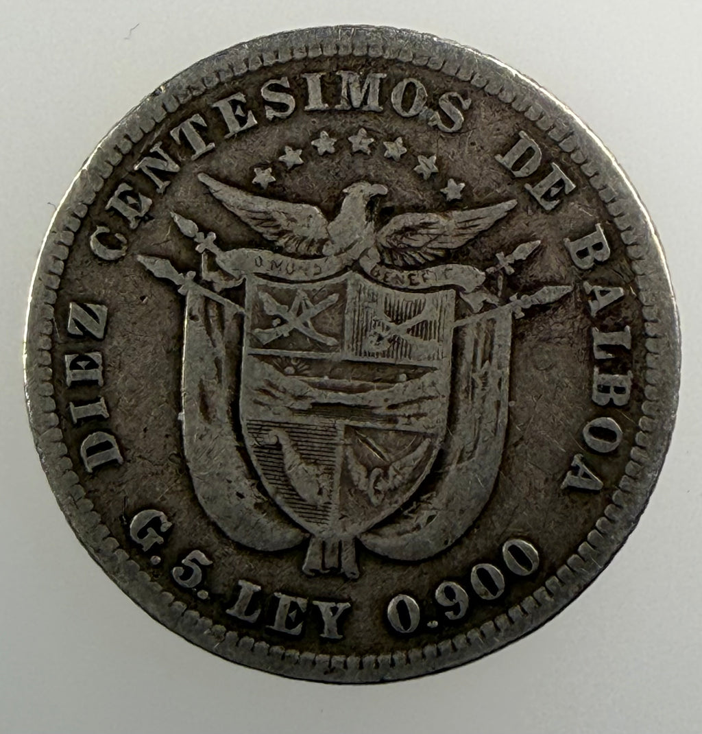 1904 Panama Silver 10 Centesimos de Balboa – Vasco Núñez de Balboa