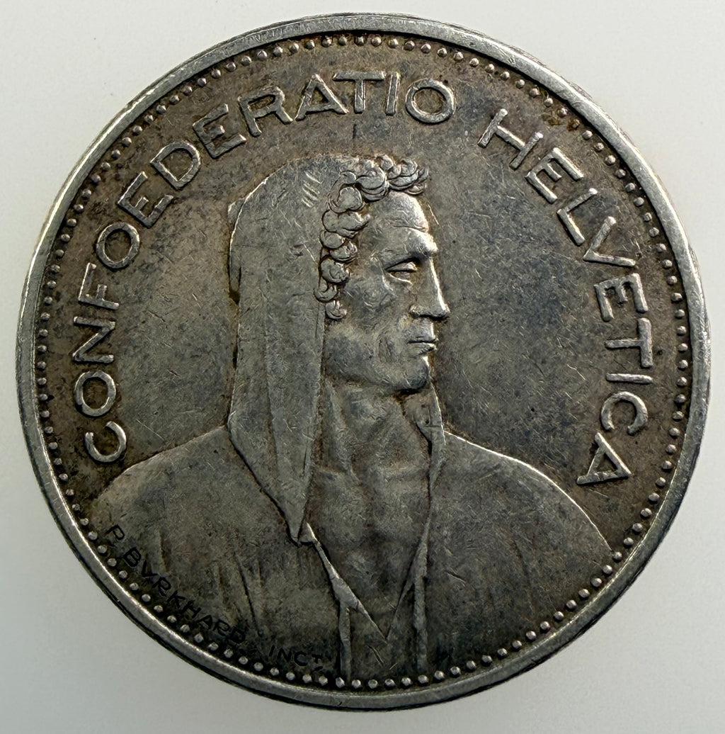 1935B Switzerland Silver 5 Francs – Helvetia