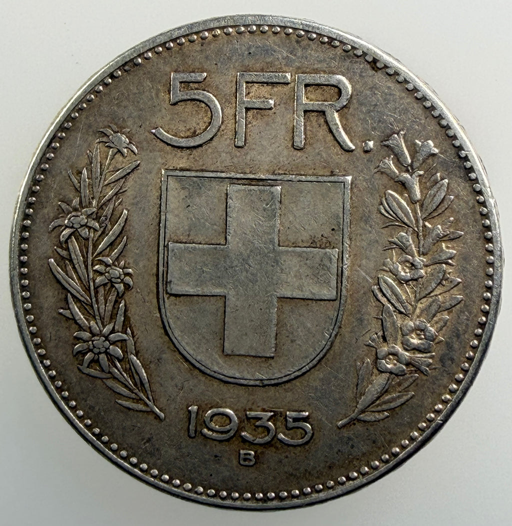 1935B Switzerland Silver 5 Francs – Helvetia